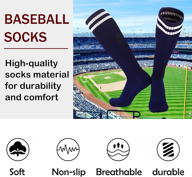 EDCYF Kids Baseball or Softball Socks and Belt Combo Set Softball Knee Socks High Tube Soccer Socks for Youth Boys Girls - Image 2